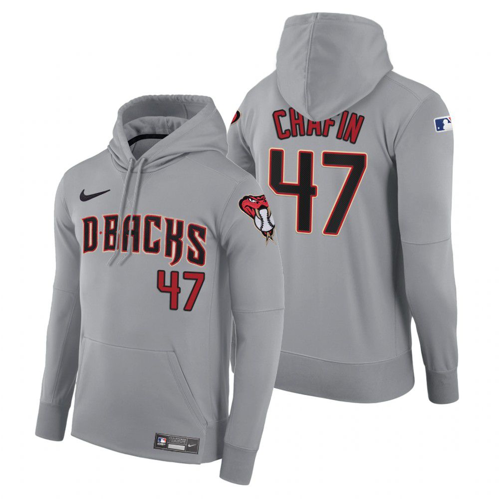 Men Arizona Diamondback #47 Chafin gray road hoodie 2021 MLB Nike Jerseys->customized mlb jersey->Custom Jersey